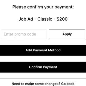 Complete the payment and post your job ad.