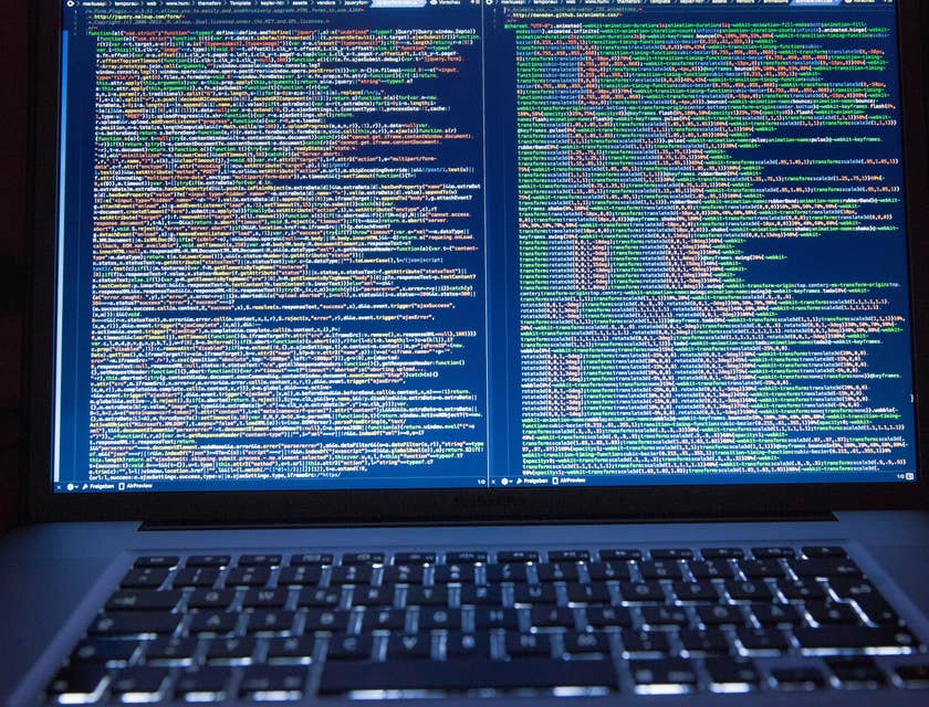 Laptop with code on the screen