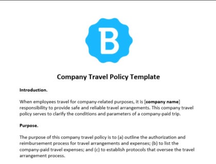 Company travel policy template.
