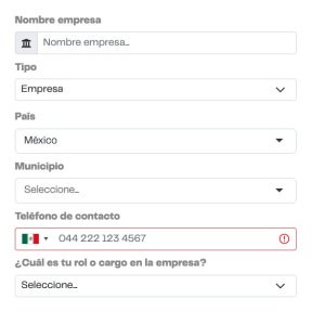 Completa los campos obligatorios del formulario.