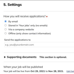 Complete the application settings.