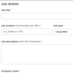 Complete the job details form.