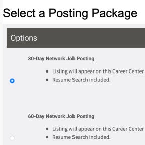 Confirm your job posting package.