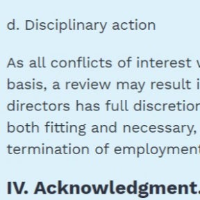 Note disciplinary action.