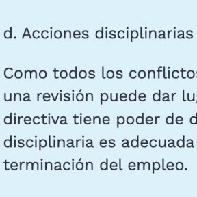 Considera medidas disciplinarias.