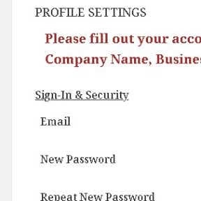 Add your account profile.