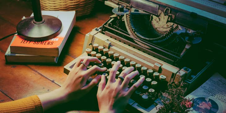 Hands on typewriter