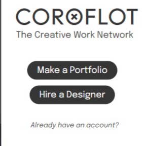 Click on "Hire a Designer" on the Coroflot website.