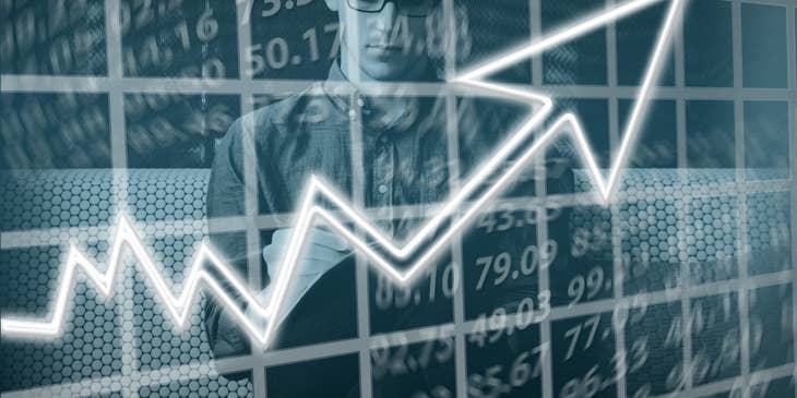 A man studying financial statistics.