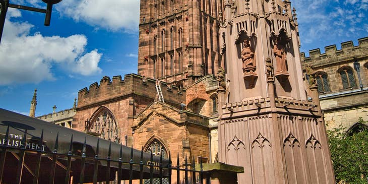 A street view of Holy Trinity Church, Coventry.