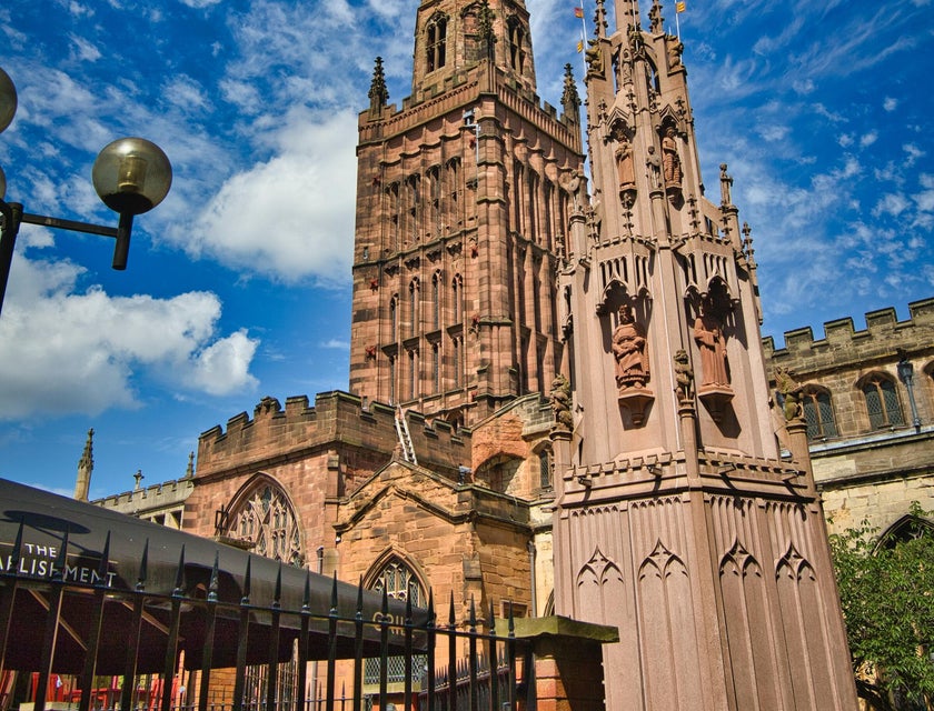 A street view of Holy Trinity Church, Coventry.
