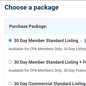 Select a job posting plan.