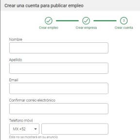 Crea una cuenta para publicar el empleo