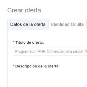 Crear oferta.