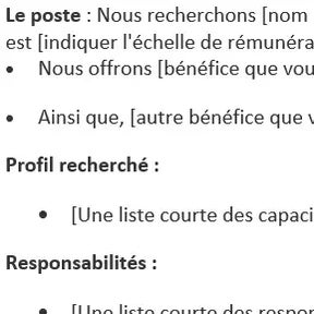 Décrivez le rôle, les exigences et ce que vous offrez.