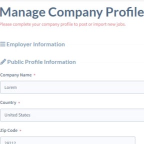 Complete your company profile.