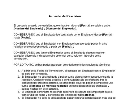 Plantilla de acuerdo de rescisión