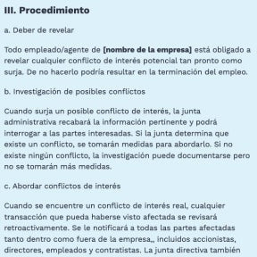 Describe el procedimiento de manejo de conflictos.