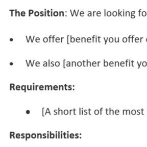 Describe the role, requirements, and what you offer.