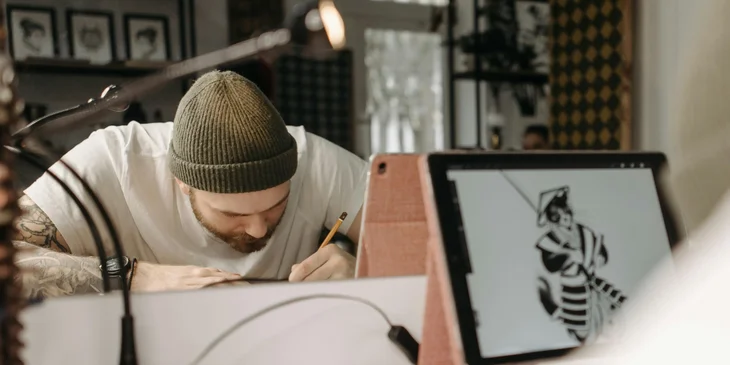 A designer working on a project.