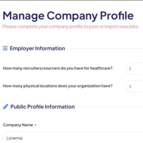 Complete your company profile.