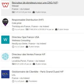 Dressez une liste des postes à pourvoir.