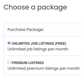 Select a job posting plan.