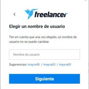Elegir un nombre de usuario.