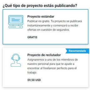 Elegir el tipo de proyecto.