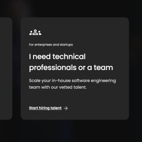 Elige la opción "I need technical professionals or a team".