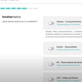 Elige las pruebas psicométricas.