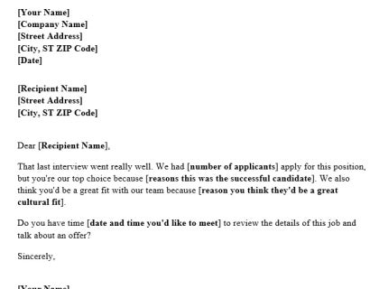 A free job offer warm-up email sample template in MS Word format.