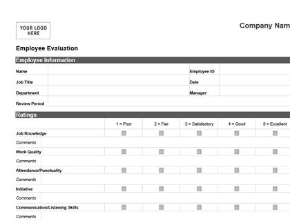 Employee evaluation form