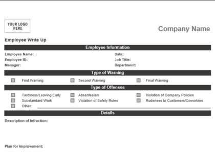 employee write up form