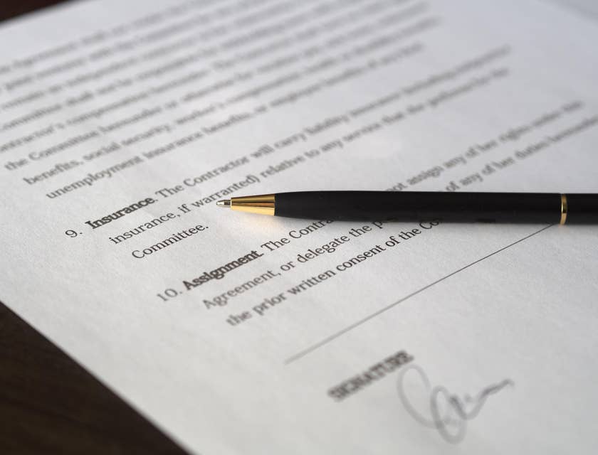 Pen on an employment contract