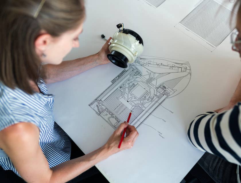 Engineer designing equipment