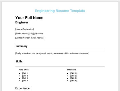 Free engineering resume template