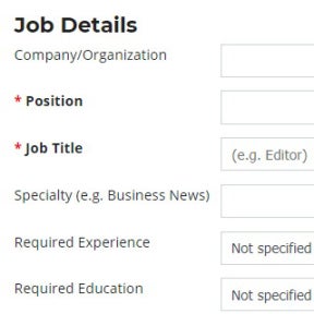 Enter information about the job.
