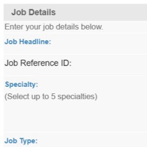 Enter information about the job.
