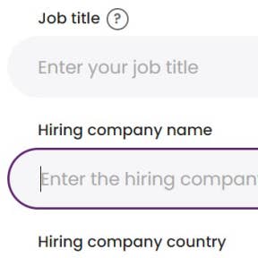Enter the job information.