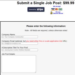 Enter your job details.