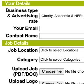 Enter your details and choose a posting package.
