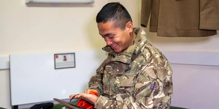 A soldier on his final day of service.