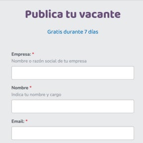 Registra tus datos y los de la vacante.