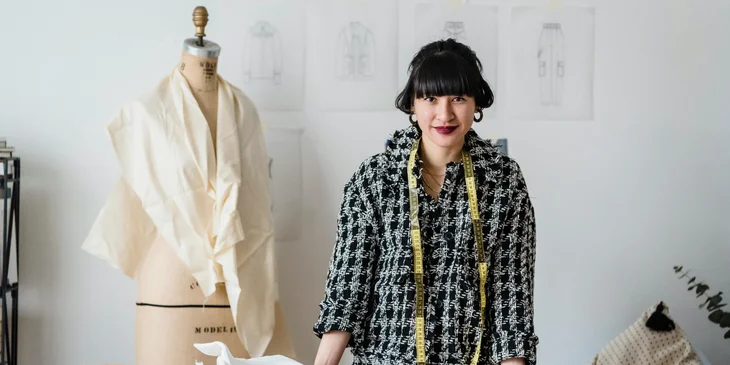 A fashion designer working in her studio.