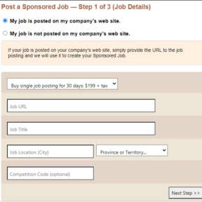 Fill in your job details.