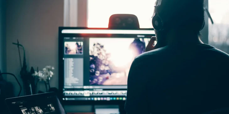 A film editor reviewing the footage and selecting the best scenes.