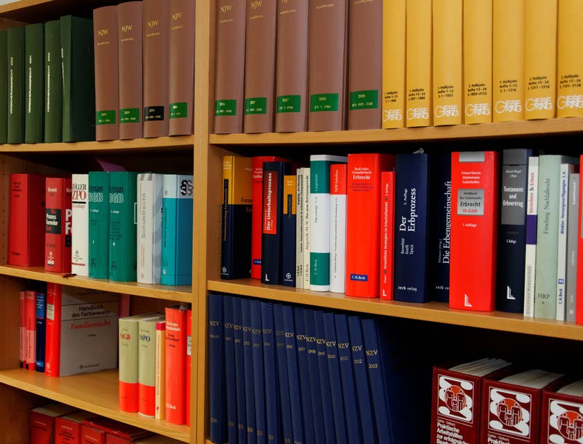 A bookcase at a law firm.