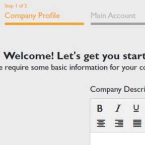 Complete your company profile.