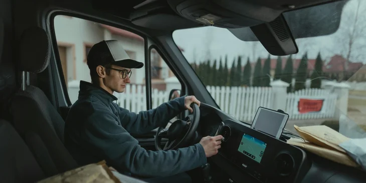 A driver en route to their destination for a delivery.